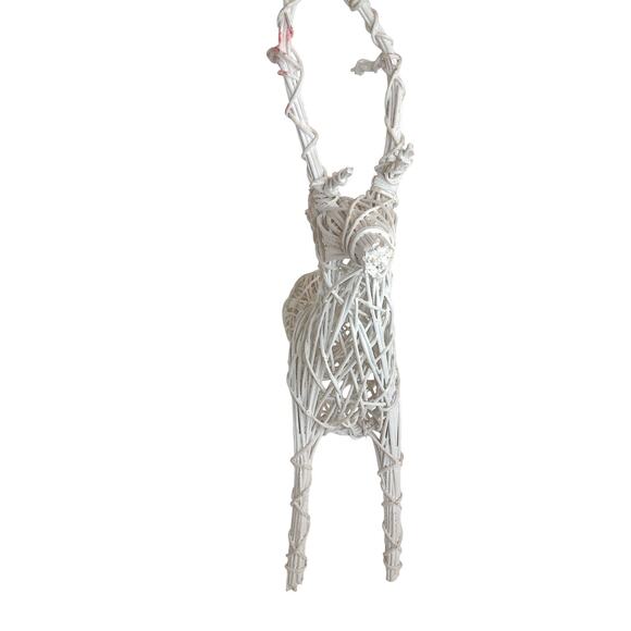 Vintage White Twig Rattan Christmas Holiday Reindeer - Picture 2 of 8